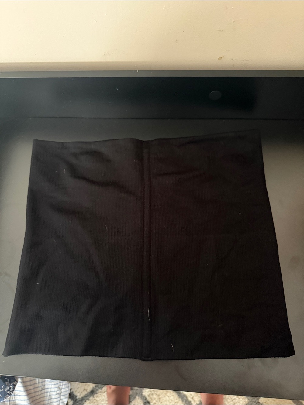 Black Ribbed Waist Shaper Tube - Sleek Seam Design